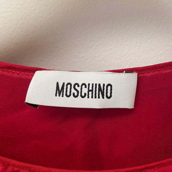 Moschino Italy Red Long Sleeves Festive Virgin Wool Silk Mini Dress Italy Sz 10 - Picture 3 of 13